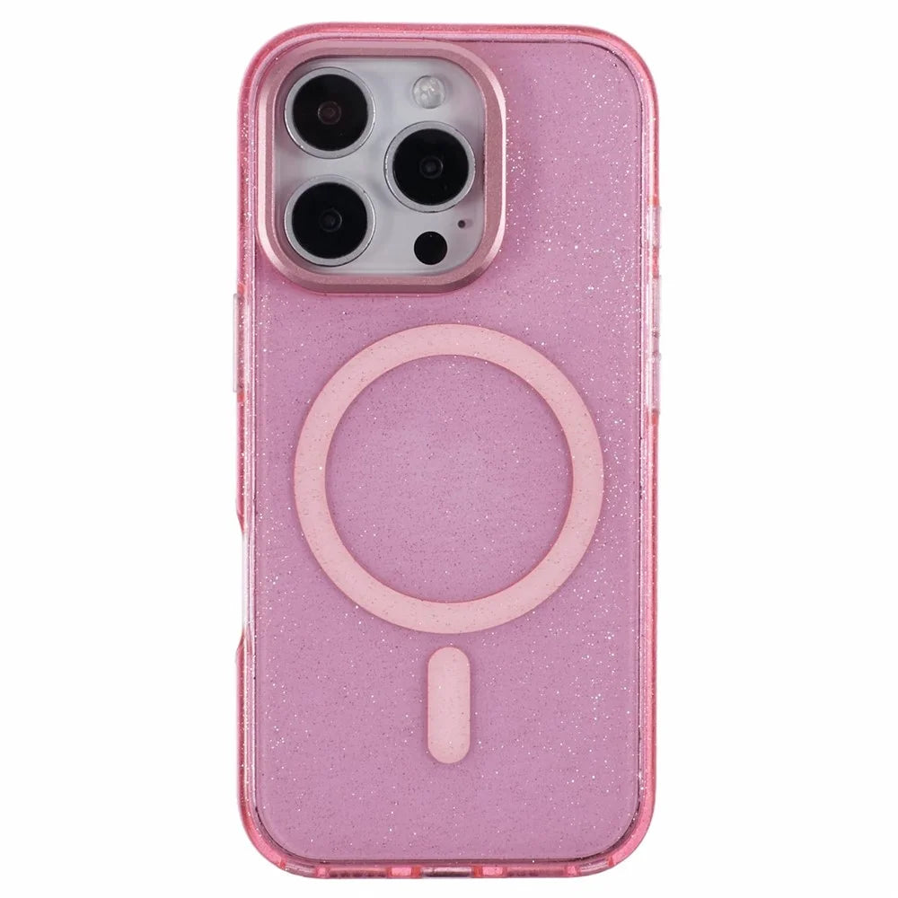 KIGC For iPhone 16 Pro Max Case Compatible with MagSafe Epoxy Design Kickstand TPU+PC Phone Back Cover - Pink - 3