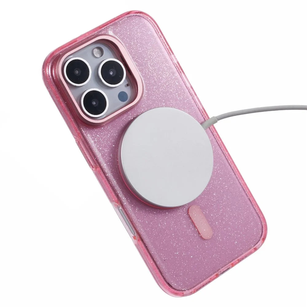 KIGC For iPhone 16 Pro Max Case Compatible with MagSafe Epoxy Design Kickstand TPU+PC Phone Back Cover - Pink - 4