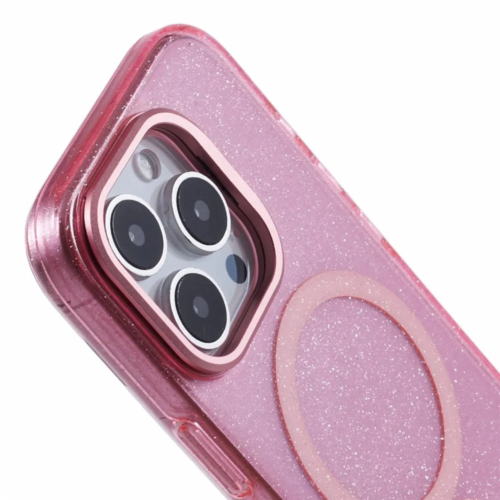 KIGC For iPhone 16 Pro Max Case Compatible with MagSafe Epoxy Design Kickstand TPU+PC Phone Back Cover - Pink - 6