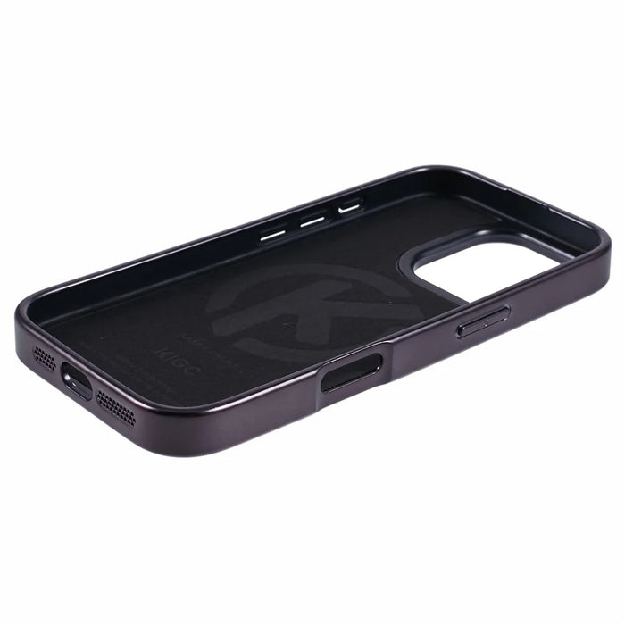 KIGC For iPhone 16 Pro Max Case Compatible with MagSafe Snake Texture Leather+PC+TPU Back Cover - Grey - 5
