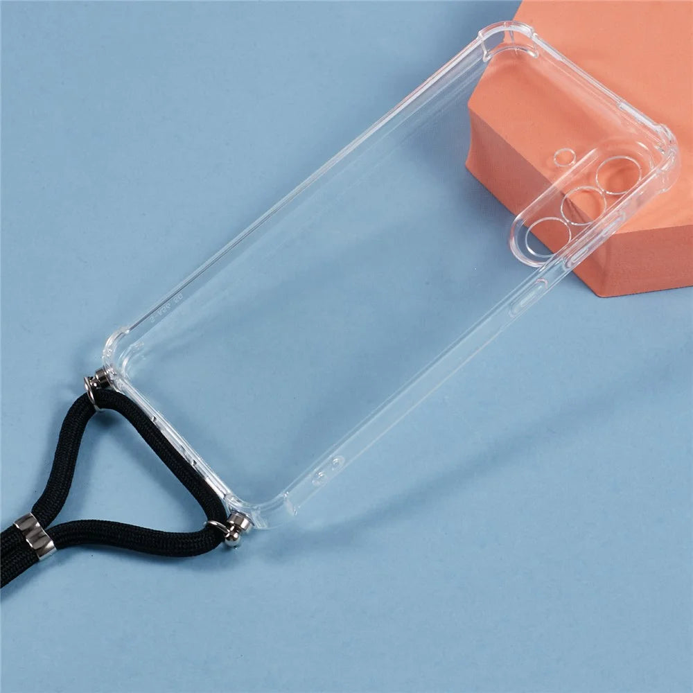 For Samsung Galaxy A36 5G Case Reinforced Corner TPU Clear Phone Cover with Lanyard - 2