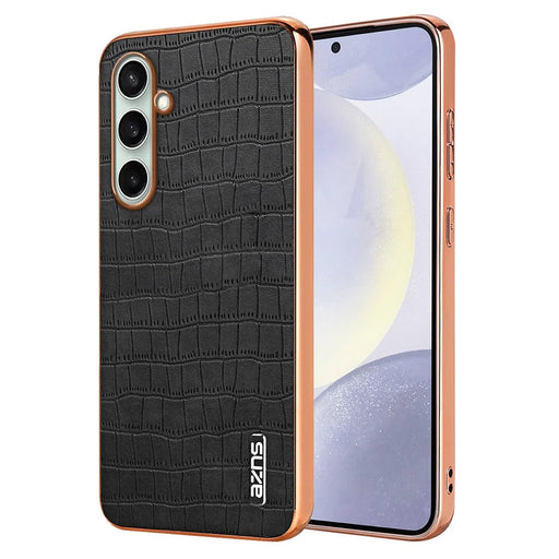 AZNS For Samsung Galaxy A36 5G Case Electroplating Crocodile Texture PU+TPU Phone Cover - Black - 1