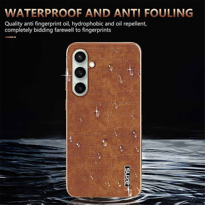AZNS For Samsung Galaxy A36 5G Case Electroplating Crocodile Texture PU+TPU Phone Cover - Black - 6