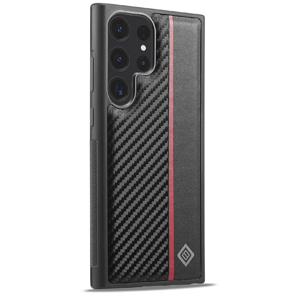 LC.IMEEKE For Samsung Galaxy S25 Ultra Case Carbon Fiber Texture Leather+TPU+EVA Phone Cover - 3