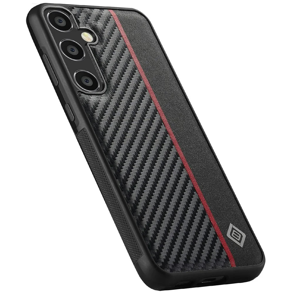 LC.IMEEKE For Samsung Galaxy S25 Case Carbon Fiber Texture Leather+TPU+EVA Phone Cover - 5