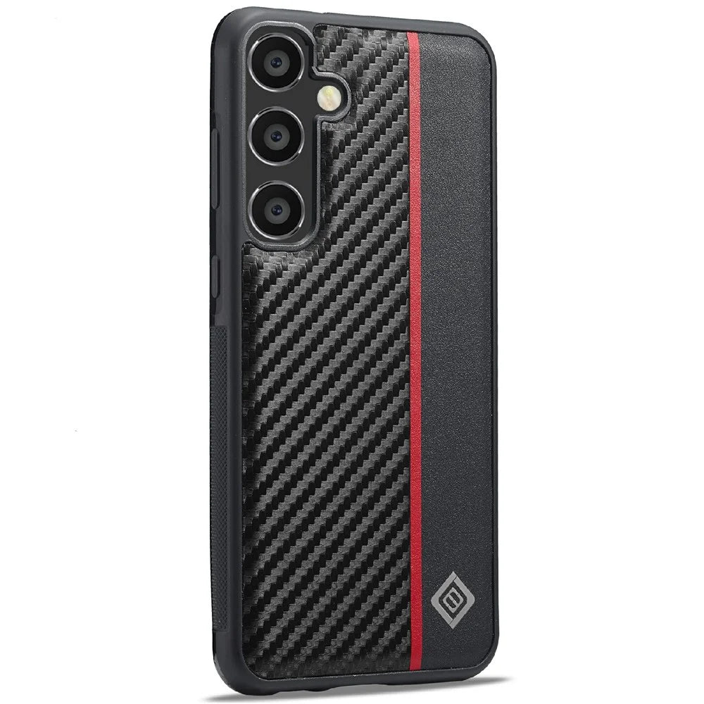 LC.IMEEKE For Samsung Galaxy S25+ Case Carbon Fiber Texture Leather+TPU+EVA Phone Cover - 3