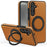 For Samsung Galaxy S25+ Case with Ring Kickstand Magnetic Case PU Leather Back Cover - Brown - 1
