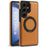 For Samsung Galaxy S25 Ultra Case with Ring Kickstand Magnetic Case PU Leather Back Cover - Brown - 2