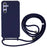 For Samsung Galaxy S25 Case TPU Soft Shockproof Phone Cover with Adjustable Lanyard - Dark Blue - 1