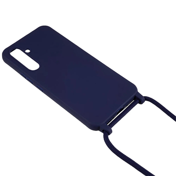 For Samsung Galaxy S25+ Case TPU Soft Shockproof Phone Cover with Adjustable Lanyard - Dark Blue - 3
