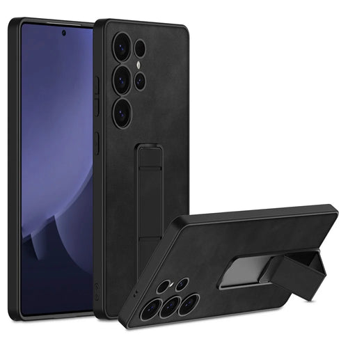 GKK For Samsung Galaxy S25 Ultra Skin-Feel Matte Phone Case Folding Kickstand - Black - 1