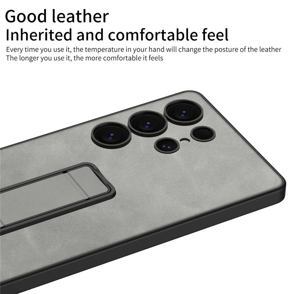 GKK For Samsung Galaxy S25 Ultra Skin-Feel Matte Phone Case Folding Kickstand - Black - 2