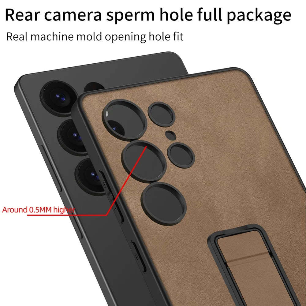 GKK For Samsung Galaxy S25 Ultra Skin-Feel Matte Phone Case Folding Kickstand - Black - 4