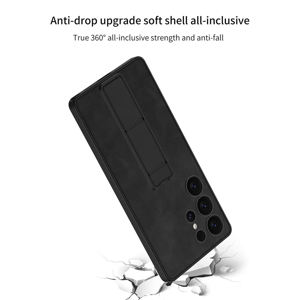 GKK For Samsung Galaxy S25 Ultra Skin-Feel Matte Phone Case Folding Kickstand - Black - 6