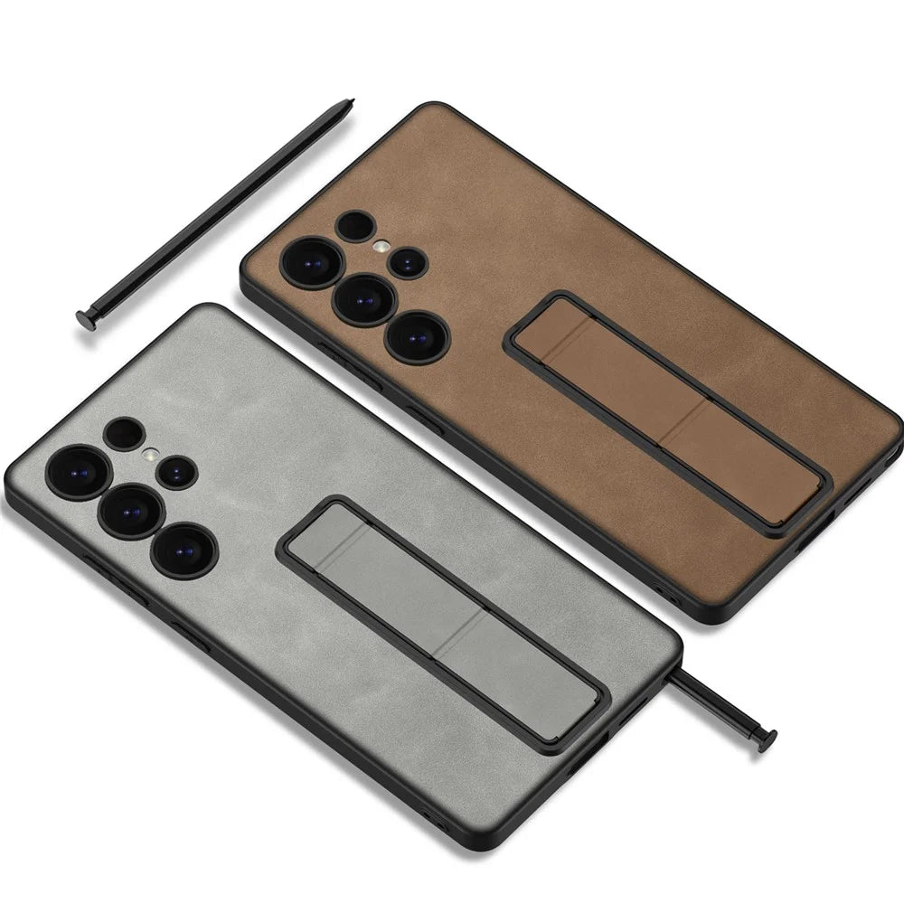 GKK For Samsung Galaxy S25 Ultra Skin-Feel Matte Phone Case Folding Kickstand - Black - 7