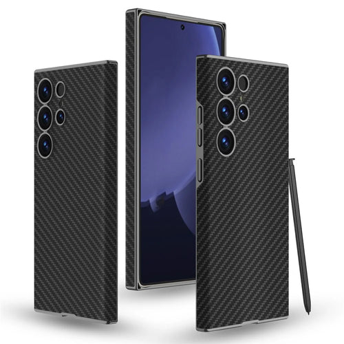 GKK For Samsung Galaxy S25 Ultra Case Skin Touch PC+PU Slim Phone Cover - Carbon Fiber Texture - 1
