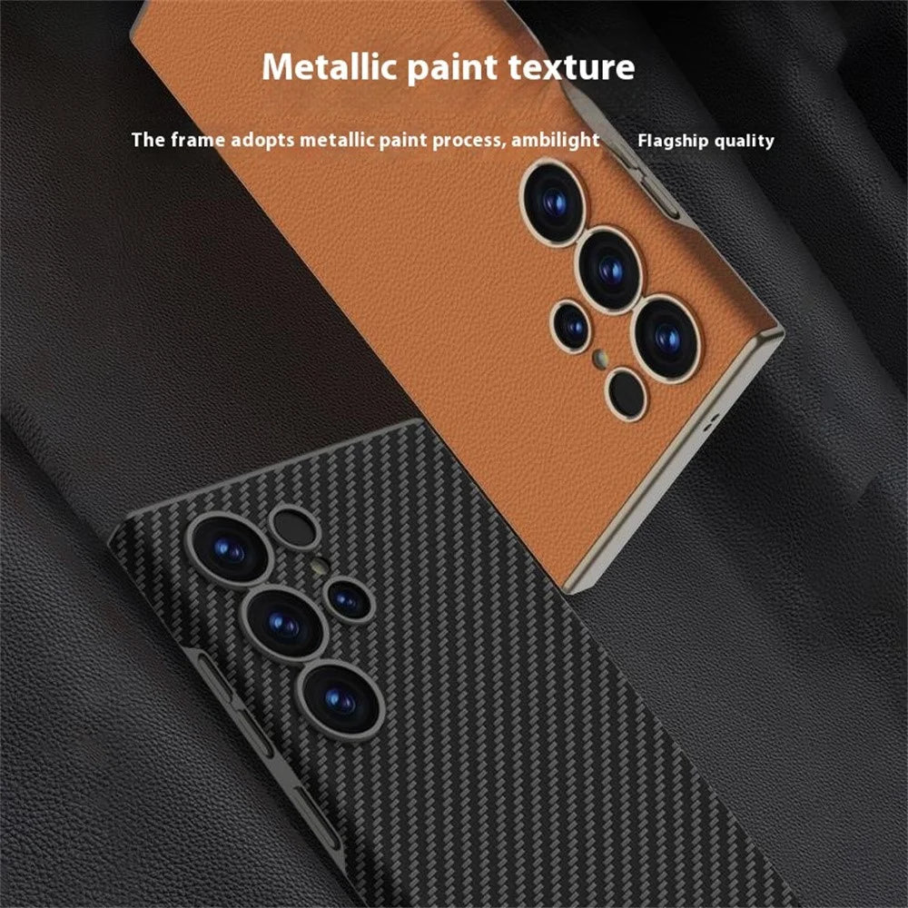 GKK For Samsung Galaxy S25 Ultra Case Skin Touch PC+PU Slim Phone Cover - Carbon Fiber Texture - 2