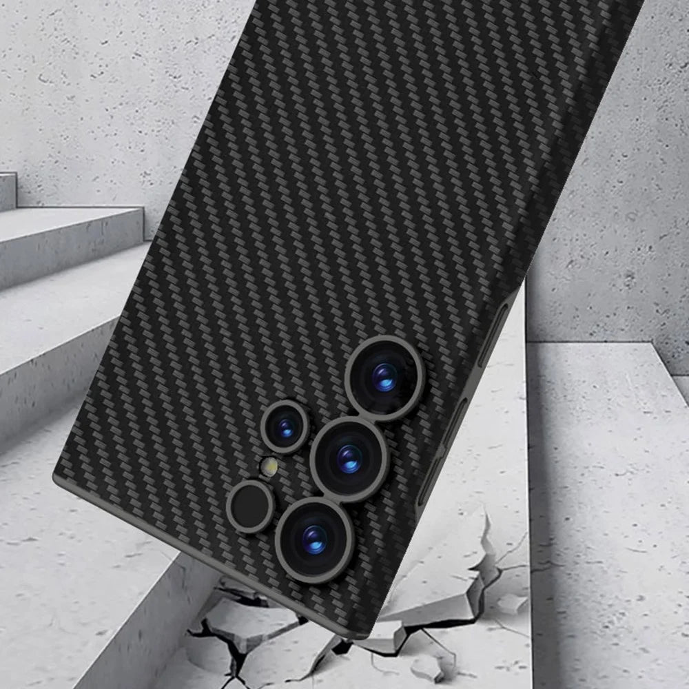 GKK For Samsung Galaxy S25 Ultra Case Skin Touch PC+PU Slim Phone Cover - Carbon Fiber Texture - 6