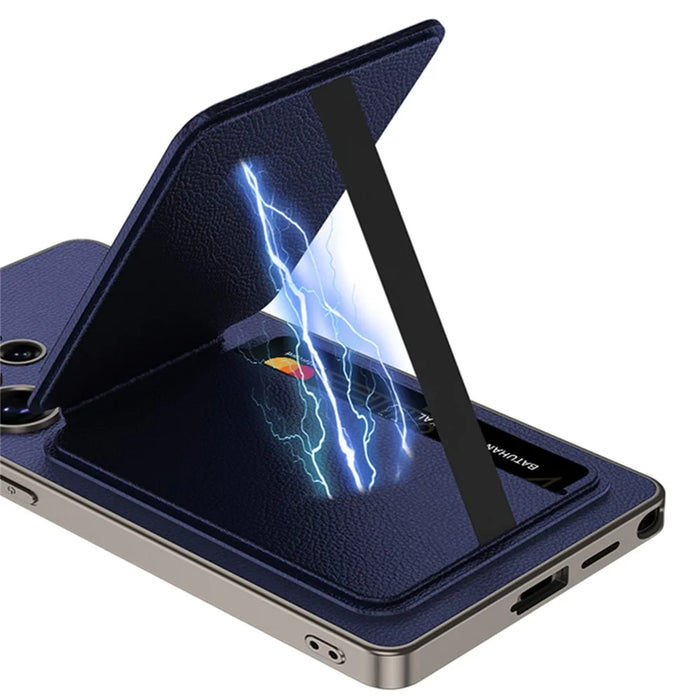 GKK For Samsung Galaxy S25 Ultra Magnetic Case Hybrid Phone Back Cover with Card Holder - Carbon Fiber Texture - 3