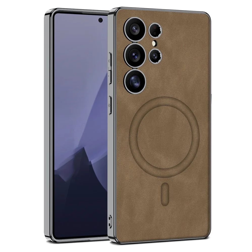 GKK For Samsung Galaxy S25 Ultra Magnetic Case Hybrid Matte Phone Back Cover - Brown - 1