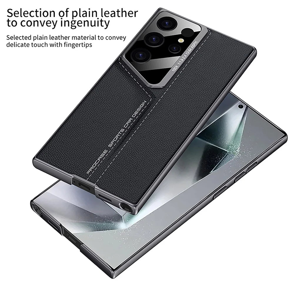 GKK For Samsung Galaxy S25 Ultra Case PU Covered PC Mobile Phone Back Cover - Black - 2