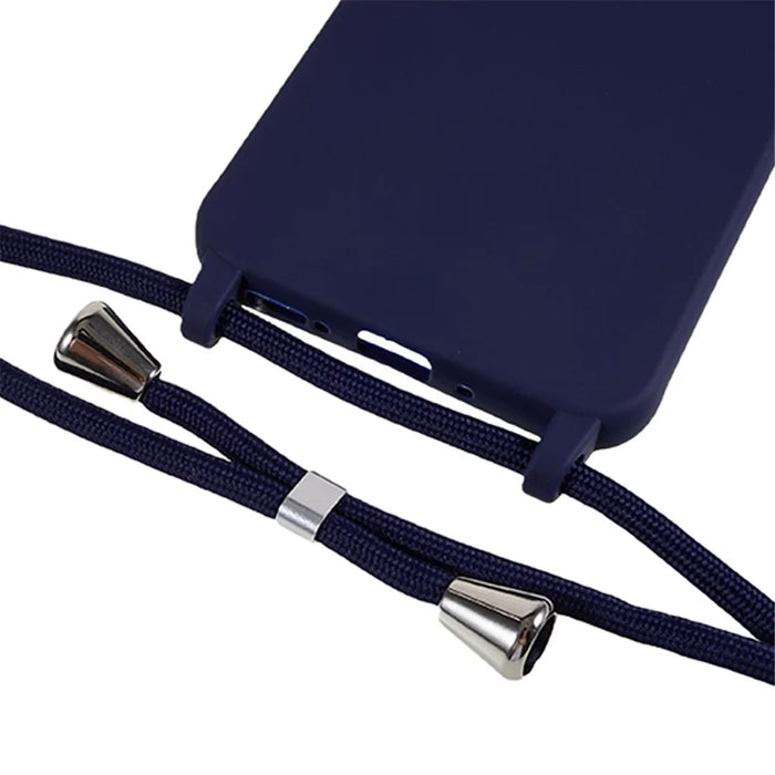 For Samsung Galaxy A36 5G Case TPU Soft Shockproof Phone Cover with Adjustable Lanyard - Dark Blue - 4