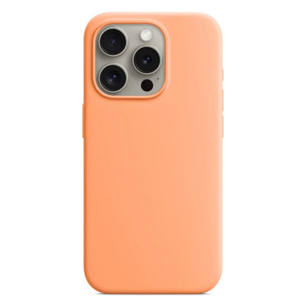 For iPhone 15 Pro Case Protective Liquid Silicone Phone Back Cover - Orange - 1