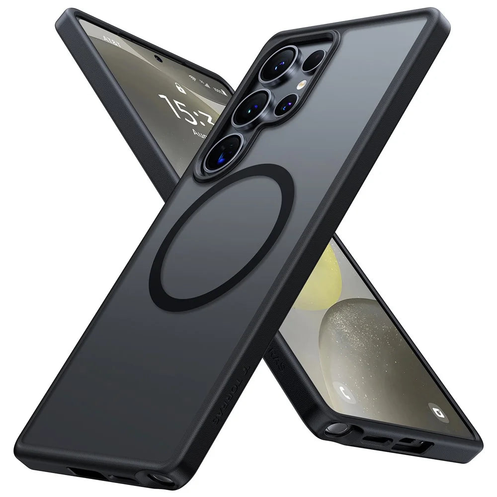 TORRAS Guardian-Mag Series For Samsung Galaxy S25 Ultra Magnetic Case Skin-Touch Matte PC + TPU Phone Cover - Black - 1