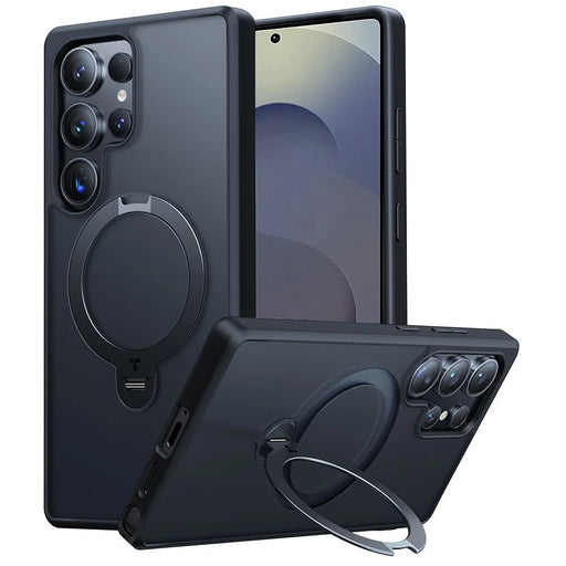 TORRAS Ostand Q3 Spin Series For Samsung Galaxy S25 Ultra Case Magnetic Rotating Kickstand PC+TPU Phone Cover - Black - 1