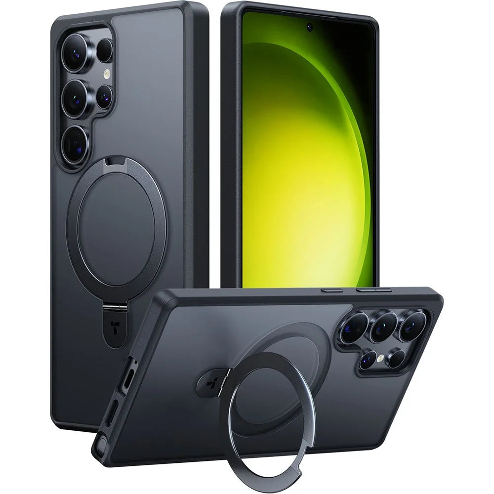 TORRAS Ostand Q1 Guardian Series for Samsung Galaxy S25 Ultra Magnetic Case Kickstand TPU+PC Phone Cover - Black - 1