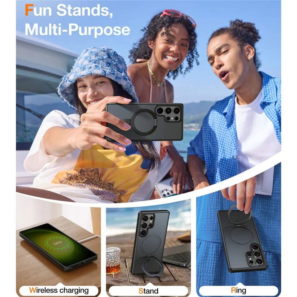 TORRAS Ostand Q1 Guardian Series for Samsung Galaxy S25 Ultra Magnetic Case Kickstand TPU+PC Phone Cover - Black - 7