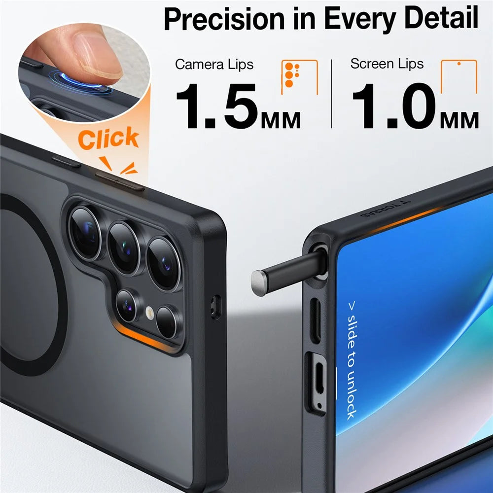 TORRAS Ostand L1 Series For Samsung Galaxy S25 Ultra Magnetic Case Kickstand TPU+PC Phone Cover - Black - 4