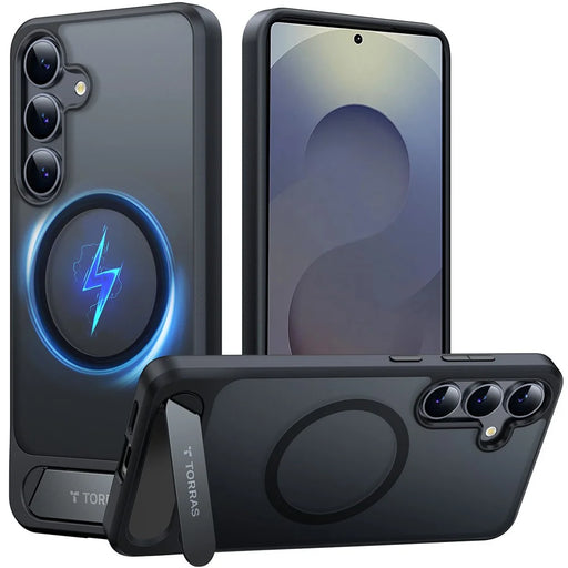 TORRAS Ostand L1 Series For Samsung Galaxy S25+ Magnetic Case Kickstand TPU+PC Phone Cover - Black - 1