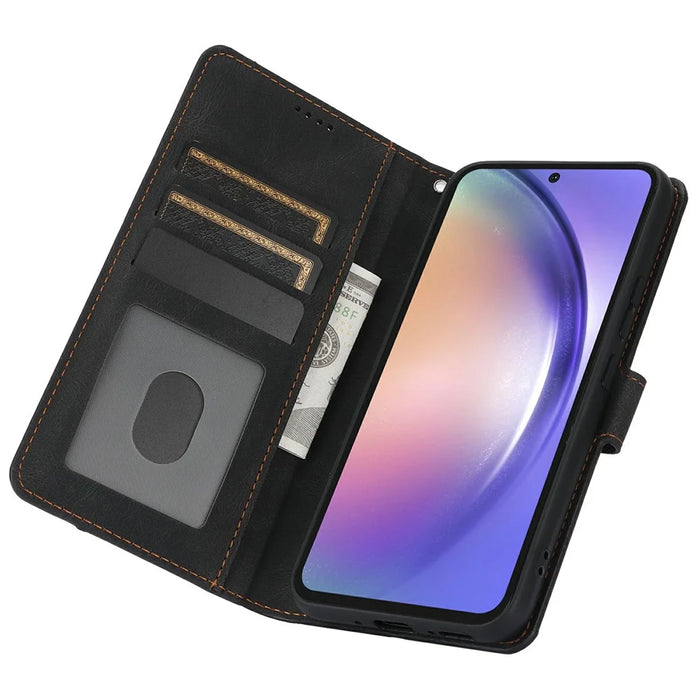 For Samsung Galaxy A26 5G Case PU Leather Phone Cover with Wallet Stand View - Black - 2