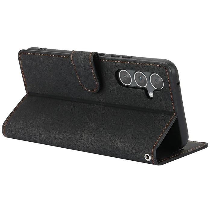 For Samsung Galaxy A56 5G Case PU Leather Phone Cover with Wallet Stand View - Black - 3