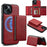 LC.IMEEKE L5 For iPhone 15 Plus Magnetic Phone Case Leather Back Cover with Detachable Card Holder - Red - 1