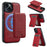 LC.IMEEKE L3 For iPhone 15 Plus Magnetic Case Detachable Card Holder Leather+TPU Mobile Cover - Red - 1