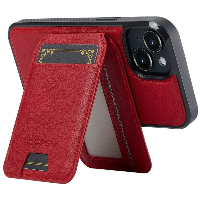 LC.IMEEKE L3 For iPhone 15 Plus Magnetic Case Detachable Card Holder Leather+TPU Mobile Cover - Red - 3
