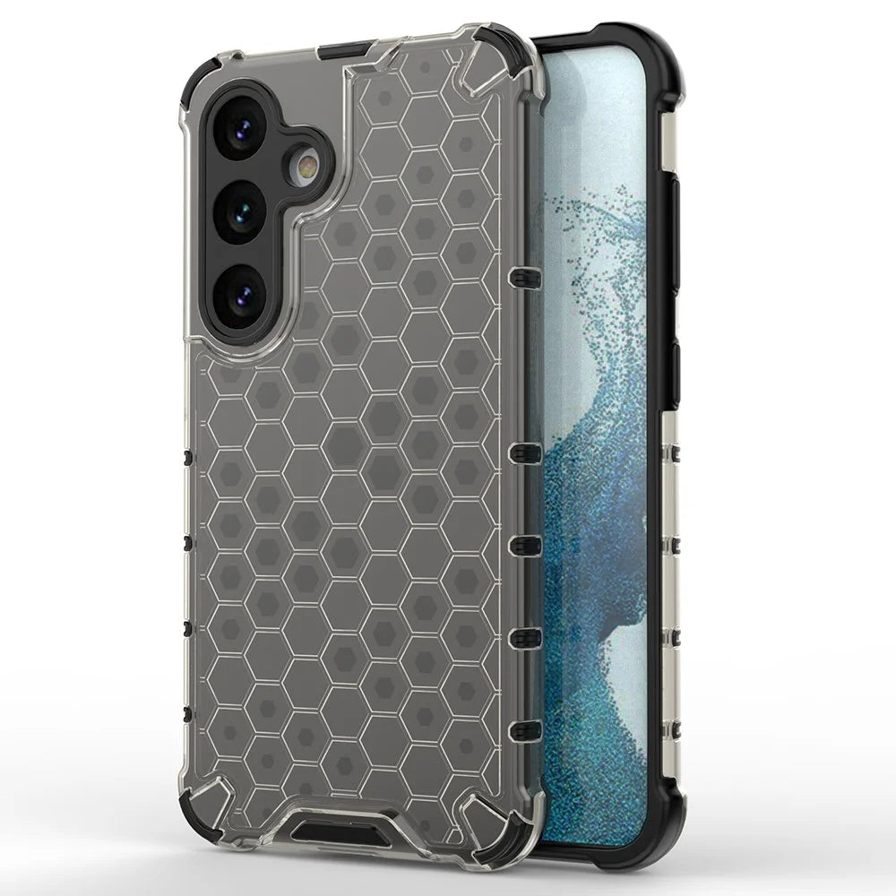 For Samsung Galaxy A56 5G Case PC+TPU Phone Cover Honeycomb Shape - Black - 1