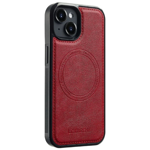 LC.IMEEKE For iPhone 15 Plus Magnetic Case Compatible with MagSafe Leather+TPU Back Cover - Red - 2