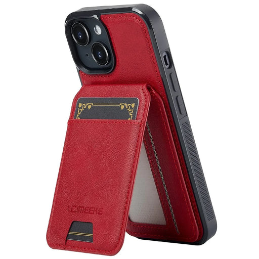 LC.IMEEKE L3 For iPhone 15 Magnetic Case Detachable Card Holder Leather+TPU Mobile Cover - Red - 2