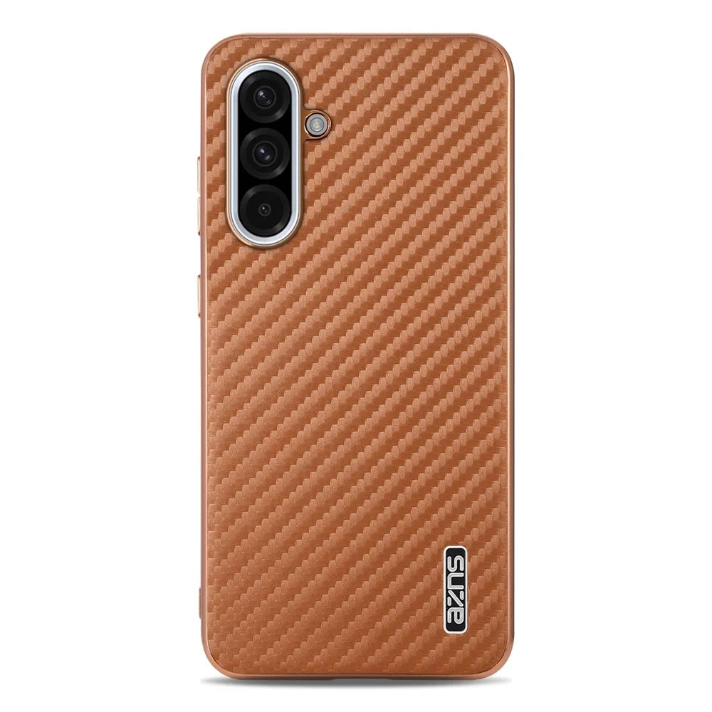AZNS For Samsung Galaxy A36 5G Case Electroplating Carbon Fiber Texture PU+TPU Phone Cover - Brown - 2
