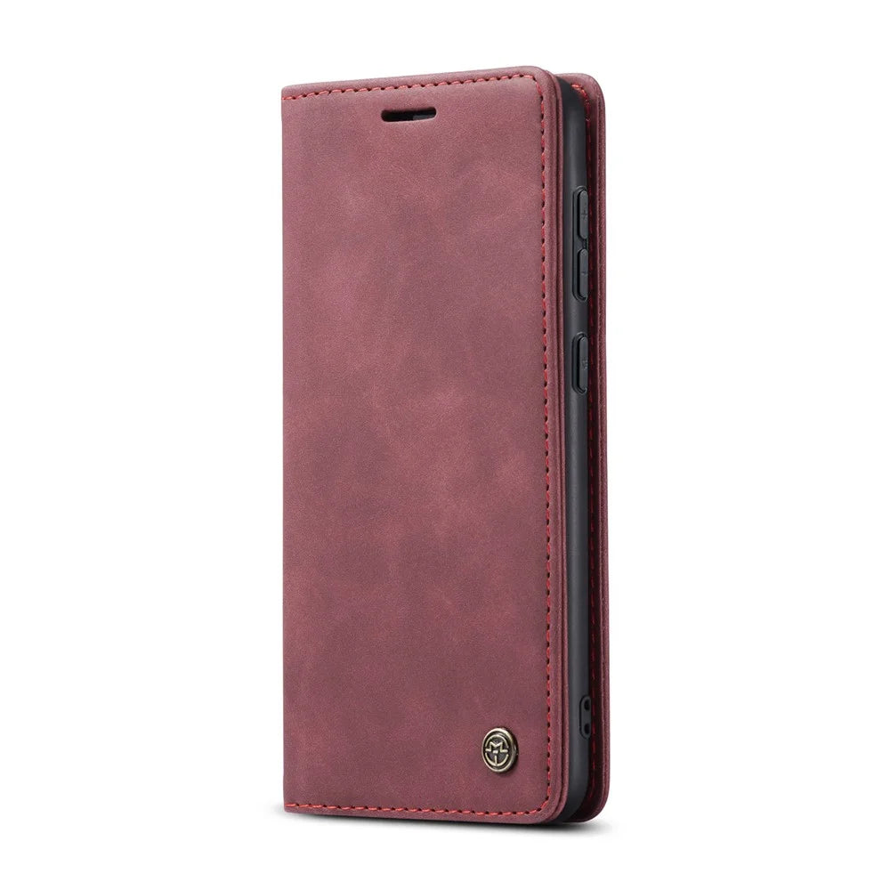 CASEME For Samsung Galaxy S25 Case  013 Series Card Holder Stand Leather Phone Cover - Red - 2