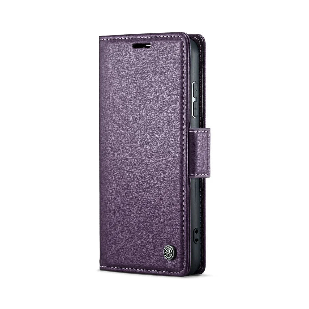 CASEME For Samsung Galaxy S25 Leather Case  023 RFID Blocking 3 Card Slot Mobile Cover - Purple - 2