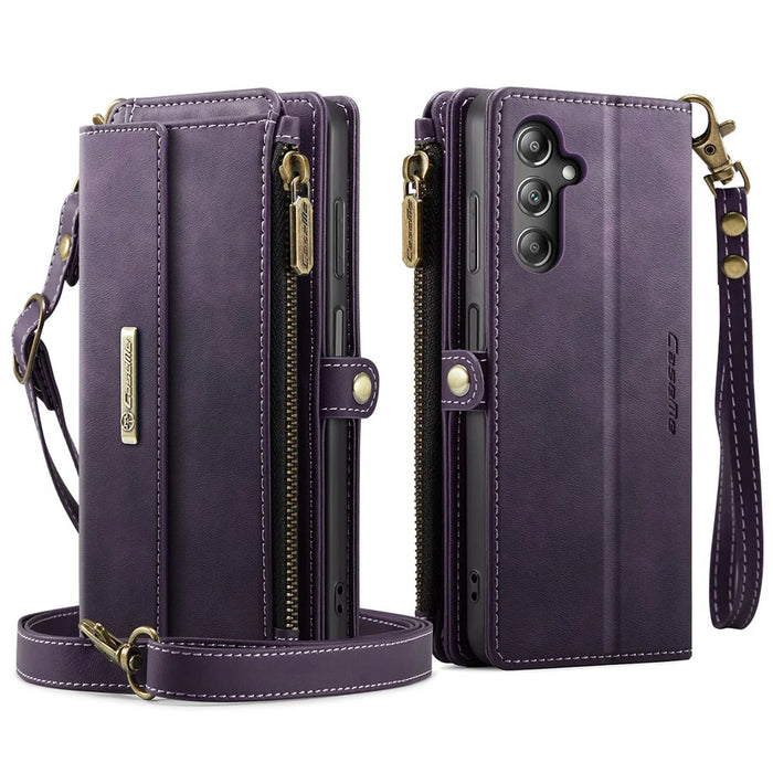 CASEME For Samsung Galaxy A14 5G Case  C39 RFID Blocking Zipper Wallet Stand Leather Cover with Strap - Purple - 2