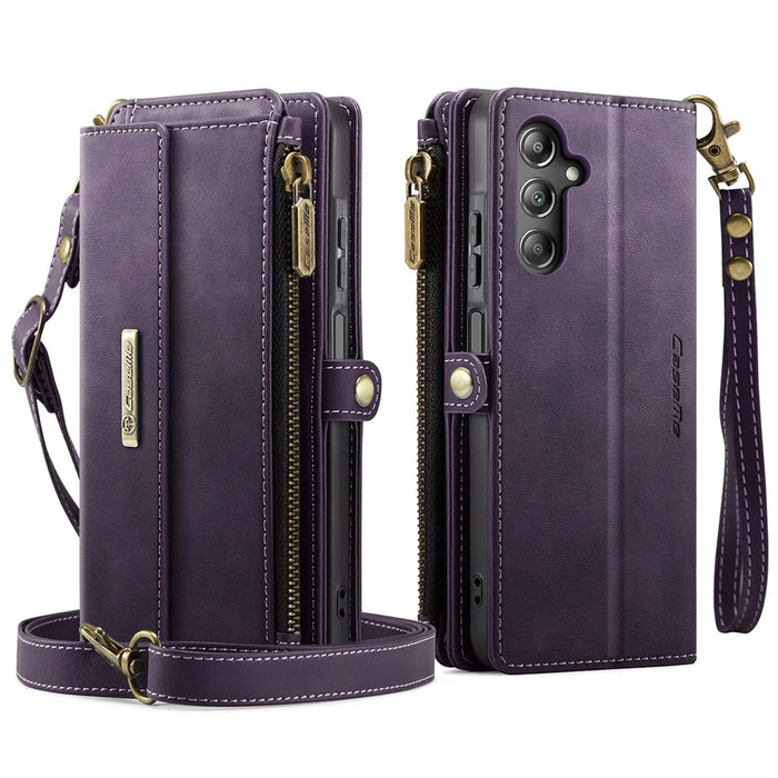 CASEME For Samsung Galaxy A15 5G Case  C39 RFID Blocking Zipper Wallet Stand Leather Cover with Strap - Purple - 2