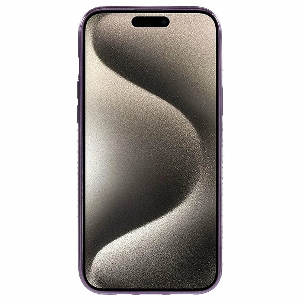 For iPhone 15 Case Camera Lens Guard Clear Phone Back Cover Rhinestone Decor With Glitter Paper - Gradient Dark Purple - 2