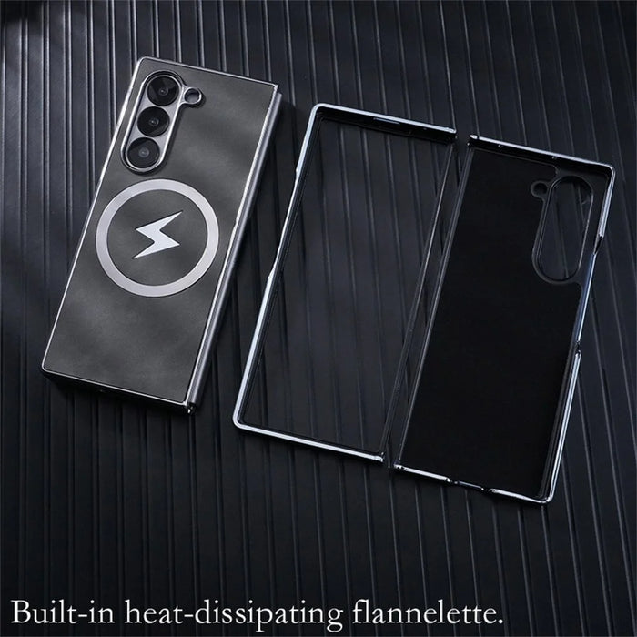 For Samsung Galaxy Z Fold6 5G Magnetic Case Leather+PC+Metal Phone Cover - Black - 2