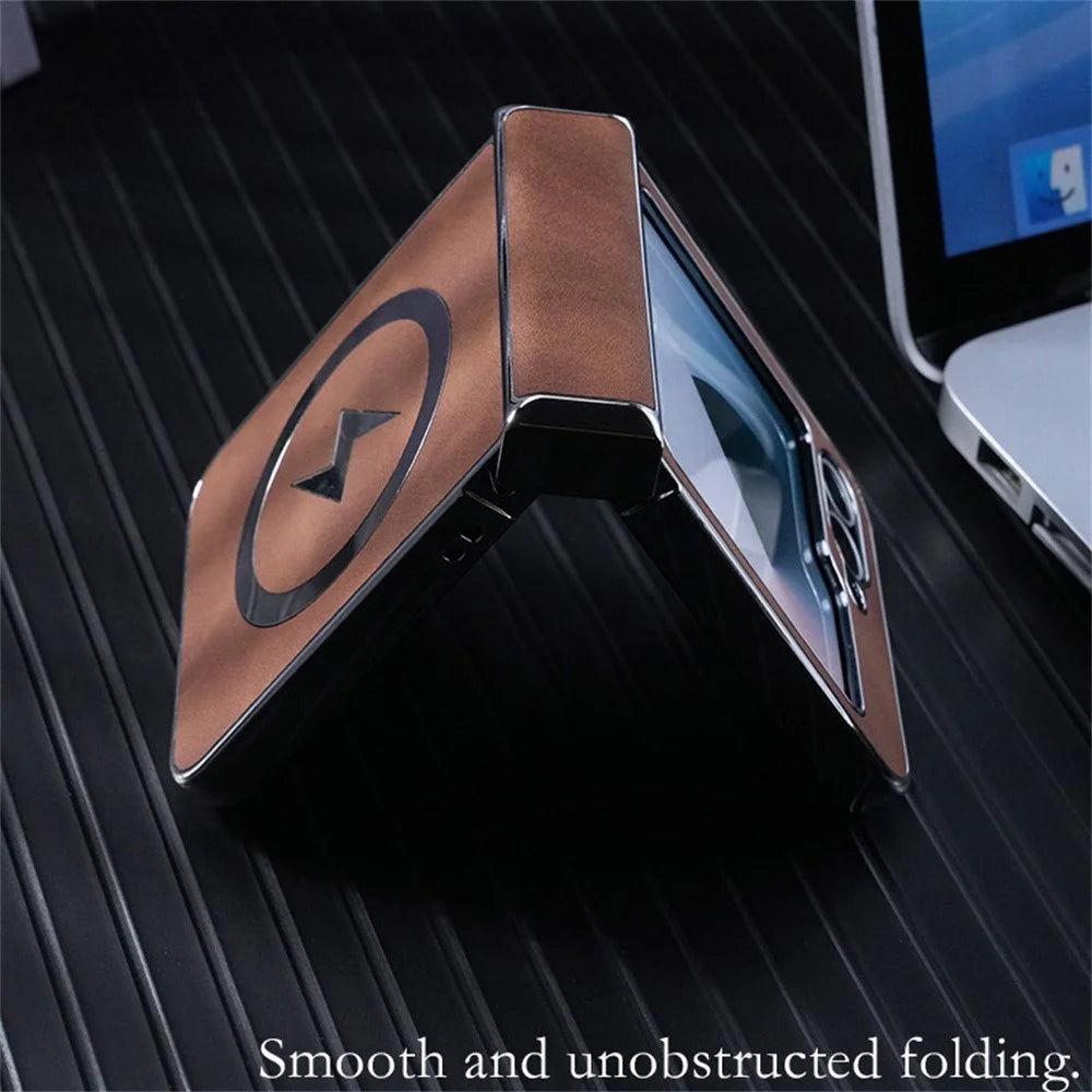 For Samsung Galaxy Z Flip7 FE 5G / Z Flip6 5G Magnetic Case Leather+PC+Metal Phone Cover - Dark Blue - 2