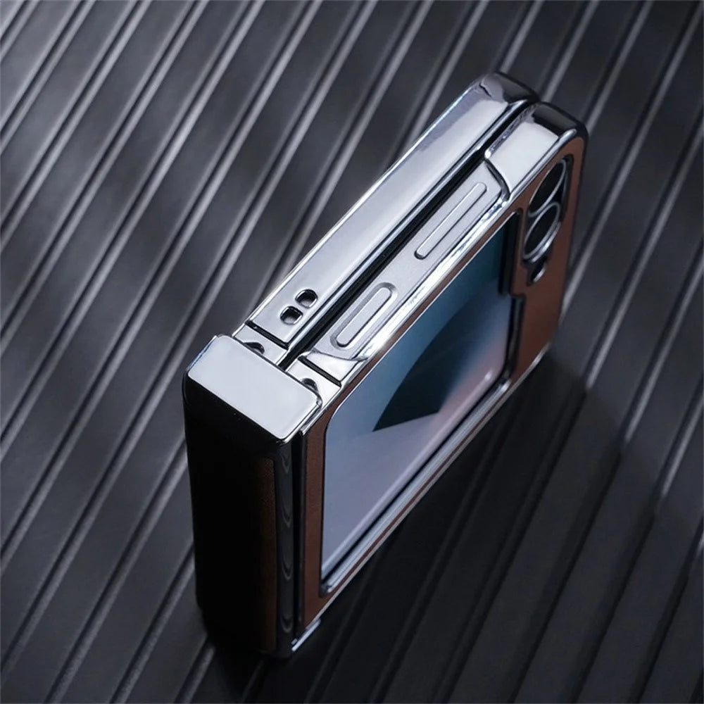 For Samsung Galaxy Z Flip7 FE 5G / Z Flip6 5G Magnetic Case Leather+PC+Metal Phone Cover - Dark Blue - 6